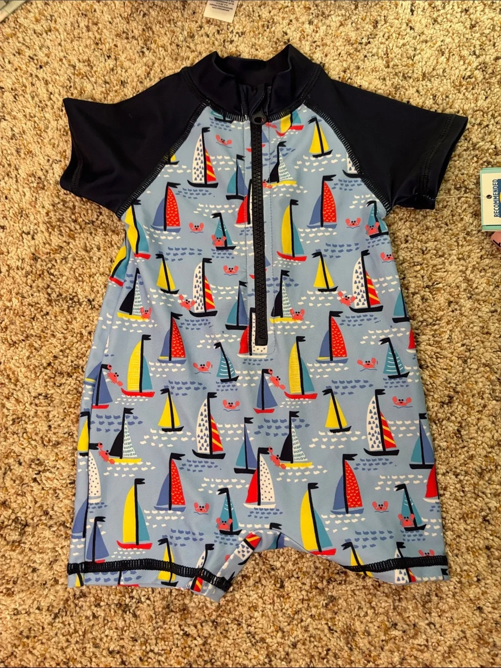 Kids Sailboat UV Swim Set - Light Blue with Navy Accents